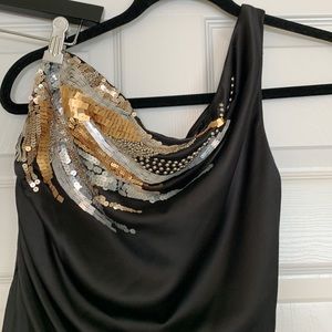 Aidan Mattox one shoulder satin like dress